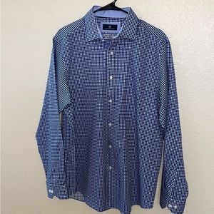 NWOT Hart Schaffner Marx Size Large Blue Plaid Dress Shirt